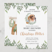 Dachshund Dog Greenery Boho Baby shower Invitation Kaart (Voorkant / Achterkant)