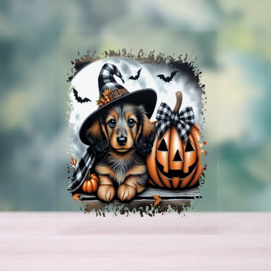 Dachshund Dog Halloween Acryl Bord (Neutraal)