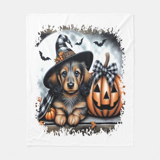 Dachshund Dog Halloween Fleece Deken (Voorkant)