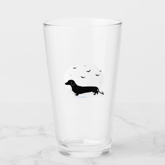 Dachshund Dog � Halloween Moon Silhouette Classic  Glas (Voorkant)