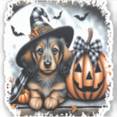 Dachshund Dog Halloween Sticker (Voorkant)