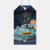 Dachshund Dog Halloween Truck Scary Night Cadeaulabel (Achterkant)