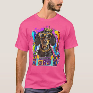 Dachshund Dog Hip Hop 90S Rap Muziek T-shirt