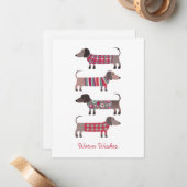 Dachshund Dog Holiday Notitiekaartje (Voorkant / Achterkant in situ)