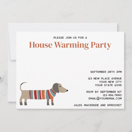 Dachshund Dog House Warming Party Aankondiging (Voorkant)