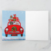 Dachshund Dog in auto met kerstman Kaart (Binnen)