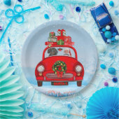 Dachshund Dog in auto met kerstman Papieren Bordje (Feest)