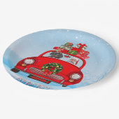 Dachshund Dog in auto met kerstman Papieren Bordje (Gekanteld)