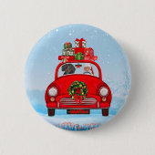 Dachshund Dog in auto met kerstman Ronde Button 5,7 Cm (Voorkant)
