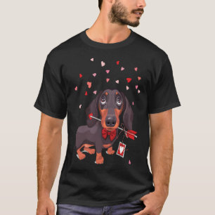 Dachshund Dog in een boog stropdas en met liefdesp T-shirt