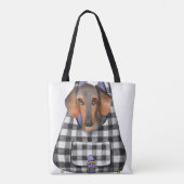 Dachshund Dog in een tas (Achterkant)