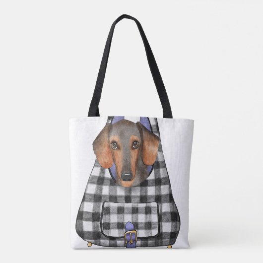 Dachshund Dog in een tas (Achterkant)