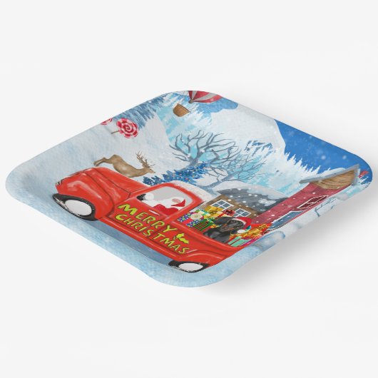 Dachshund Dog in kerstaking Papieren Bordje (Gebogen)