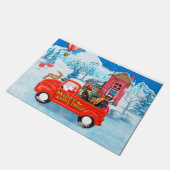 Dachshund Dog in kerstcadeauwagen Deurmat (Schuin)