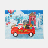 Dachshund Dog in kerstcadeauwagen Deurmat (Voorkant)