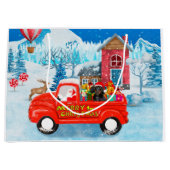 Dachshund Dog in kerstcadeauwagen Groot Cadeauzakje (Voorkant)