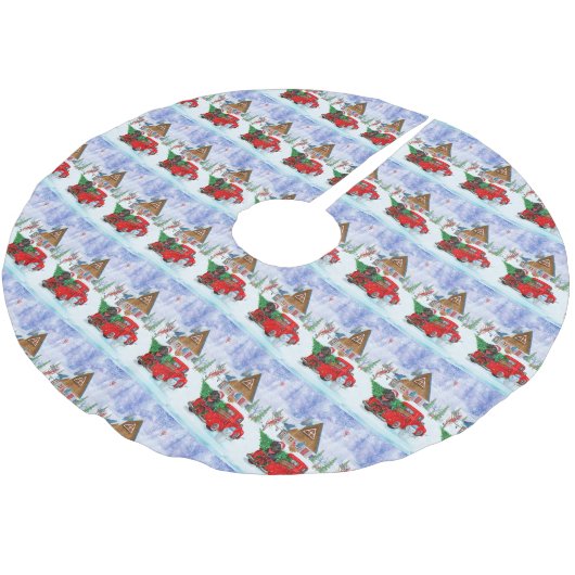 Dachshund Dog in kerstcadeauwagen Kerstboom Rok (Gekanteld)