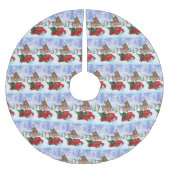 Dachshund Dog in kerstcadeauwagen Kerstboom Rok (Voorkant)