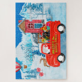 Dachshund Dog in kerstcadeauwagen Legpuzzel (Verticaal)