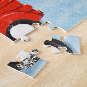 Dachshund Dog in kerstcadeauwagen Legpuzzel (Zijkant)