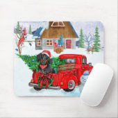 Dachshund Dog in kerstcadeauwagen Muismat (Met muis)
