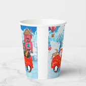 Dachshund Dog in kerstcadeauwagen Papieren Bekers (Links)