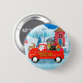 Dachshund Dog in kerstcadeauwagen Ronde Button 5,7 Cm (Voorkant /achterkant)