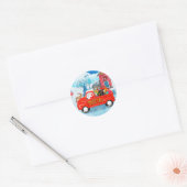 Dachshund Dog in kerstcadeauwagen Ronde Sticker (Envelop)