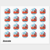 Dachshund Dog in kerstcadeauwagen Ronde Sticker (Vel)