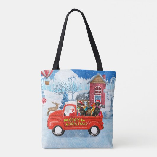 Dachshund Dog in kerstcadeauwagen Tote Bag (Achterkant)