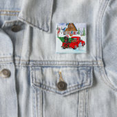 Dachshund Dog in kerstcadeauwagen Vierkante Button 5,1 Cm (In situ)