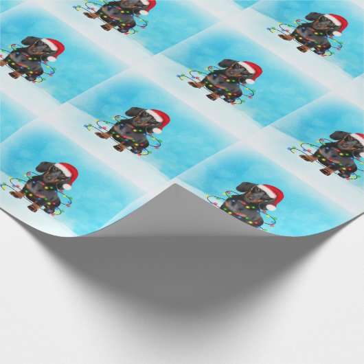 Dachshund Dog in Sneeuw Kerst Pet Cadeaupapier (Hoek)