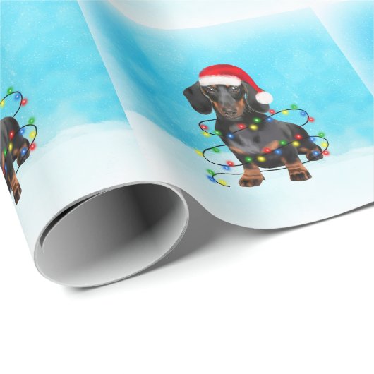 Dachshund Dog in Sneeuw Kerst Pet Cadeaupapier (Rol Hoek)