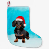 Dachshund Dog in Sneeuw Kerst Pet Kleine Kerstsok (Voorkant)
