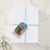 Dachshund Dog in sneeuw met kerstcadeaus Cadeaulabel (Met Touw)