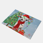 Dachshund Dog in sneeuw met kerstcadeaus Deurmat (Schuin)