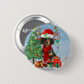 Dachshund Dog in sneeuw met kerstcadeaus Ronde Button 5,7 Cm (Voorkant /achterkant)