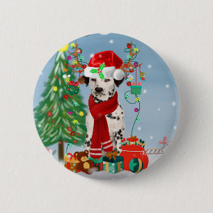 Dachshund Dog in sneeuw met kerstcadeaus Ronde Button 5,7 Cm