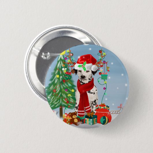 Dachshund Dog in sneeuw met kerstcadeaus Ronde Button 5,7 Cm (Voorkant /achterkant)