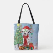 Dachshund Dog in sneeuw met kerstcadeaus Tote Bag (Achterkant)