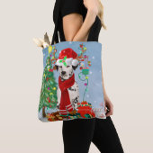 Dachshund Dog in sneeuw met kerstcadeaus Tote Bag (Dichtbij)