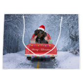 Dachshund Dog in sneeuw, met kersttruck Groot Cadeauzakje (Voorkant)