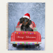 Dachshund Dog in sneeuw, met kersttruck Planner (Voorkant)