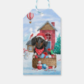 Dachshund Dog in sneeuwkersthondenhuis Cadeaulabel (Achterkant)