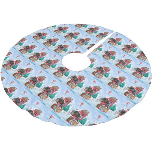 Dachshund Dog in sneeuwkersthondenhuis Kerstboom Rok (Gekanteld)