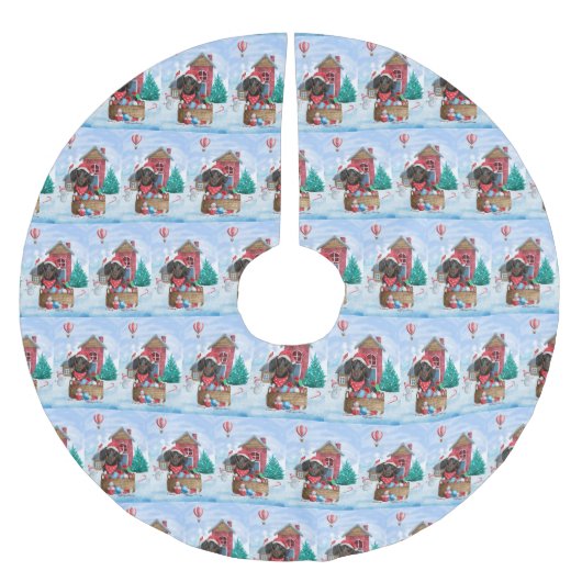 Dachshund Dog in sneeuwkersthondenhuis Kerstboom Rok (Voorkant)
