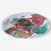 Dachshund Dog in sneeuwkersthondenhuis Papieren Bordje (Gekanteld)