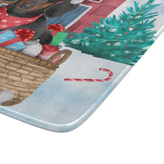 Dachshund Dog in sneeuwkersthondenhuis Snijplank (Hoek)