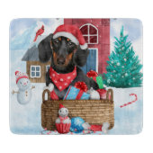 Dachshund Dog in sneeuwkersthondenhuis Snijplank (Voorkant)