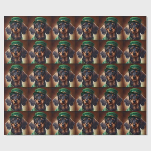 Dachshund Dog in St. Patrick's Day Dress Cadeaupapier (Vlak)